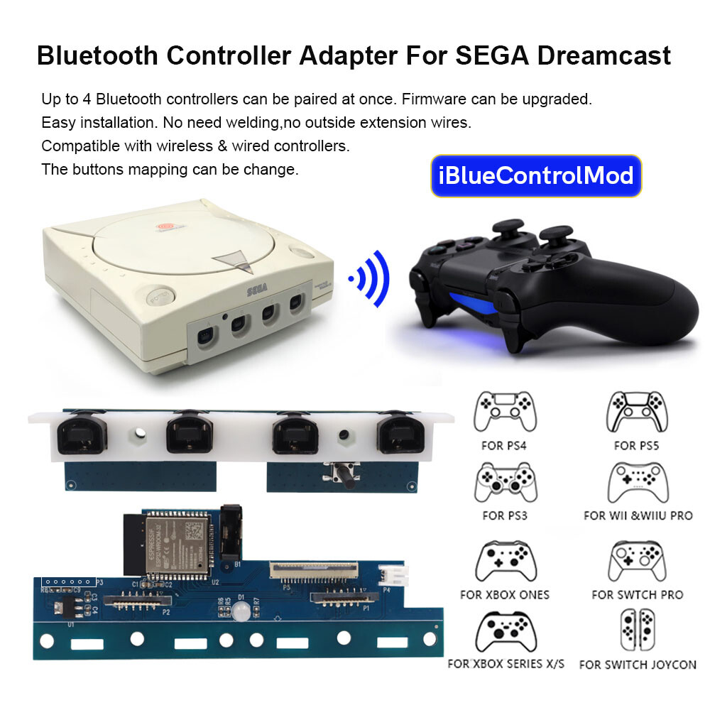 Wireless Bluetooth Internal Adapter iBlueControlMod For SEGA Dreamcast Console