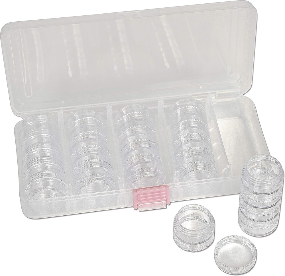 Personality Case, Clear Plastic Bead Storage Case with 25 Removable and Stackabl