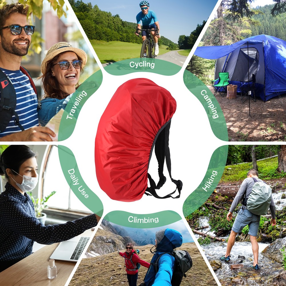 Waterproof Backpack Rain Cover, 30L-40L Backpack Cover [Red]