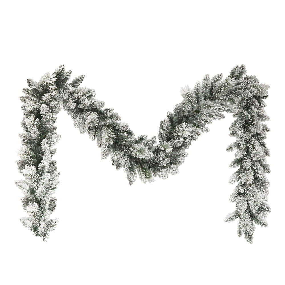 9' Flocked Spruce Garland with 160 Tips