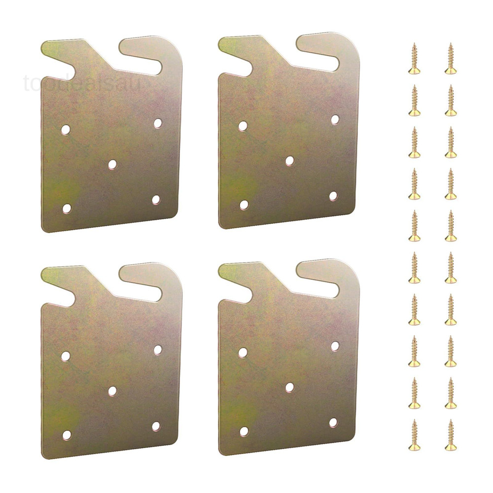 Bed Frame Brackets 4PCS Wood Hardware Universal King, Yellow