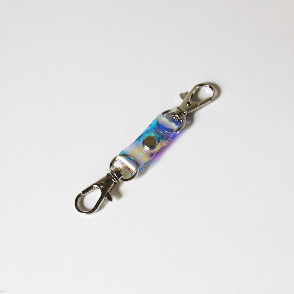 Aurora Double Snap Hook Short Strap PVC Rainbow Waterproof Keychain