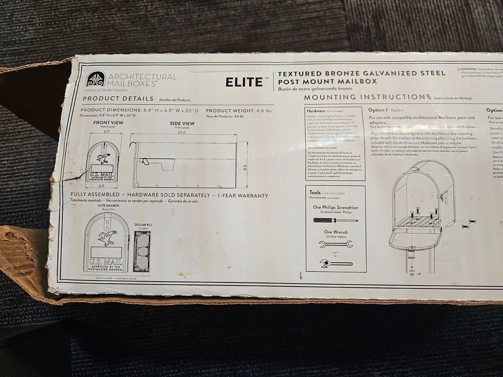 Medium Post Mount Mailbox, Durable Rust-Resistant Galvanized Steel, Elite Bronze