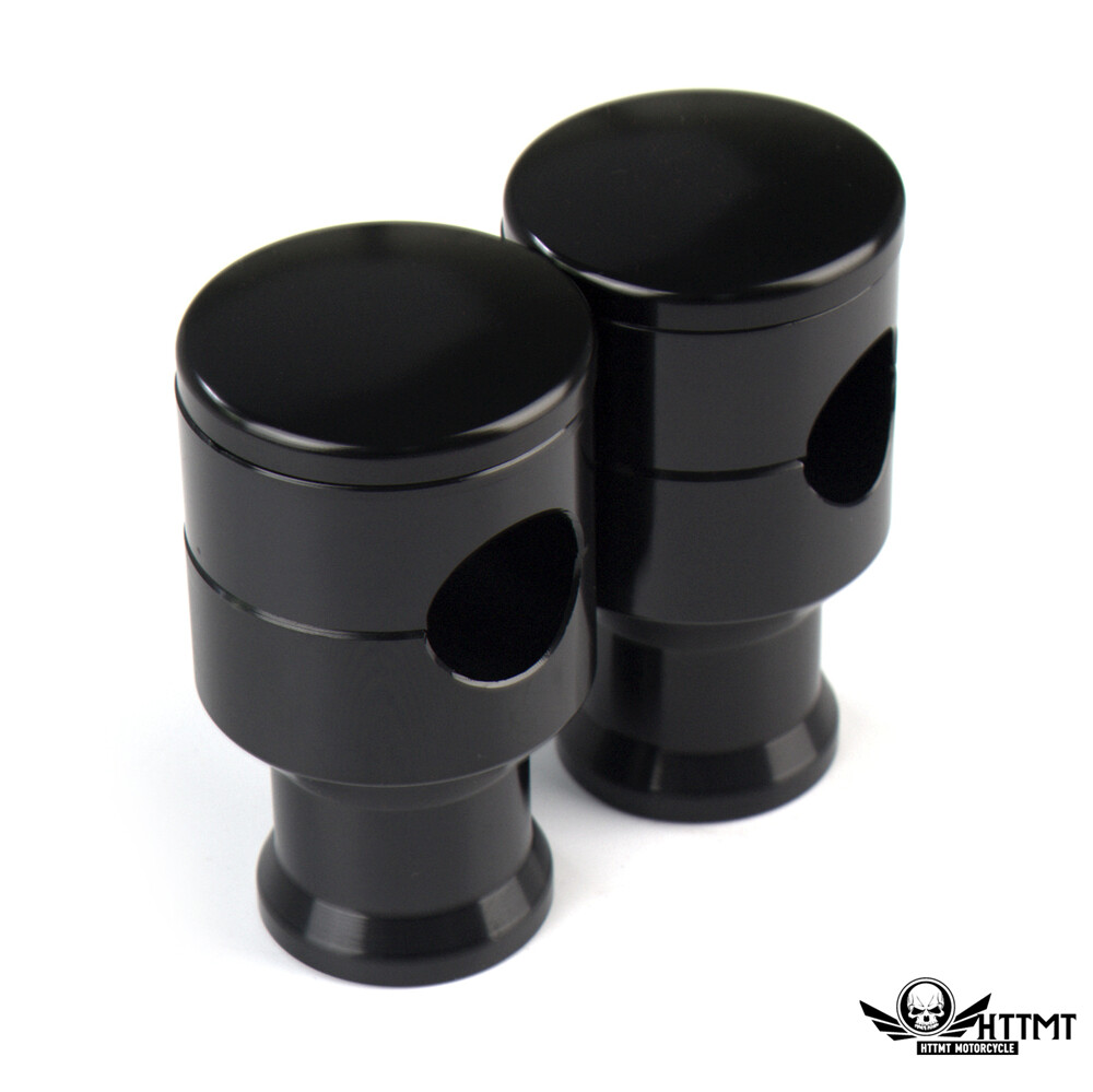 Smooth Black Straight 2" Rise 1" /25mm Mount Handlebar Risers for Harley