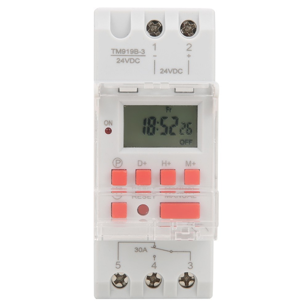 DC24V 30A Weekly 12/24hrs Timer Switch On Off Control Programmable Time Relay