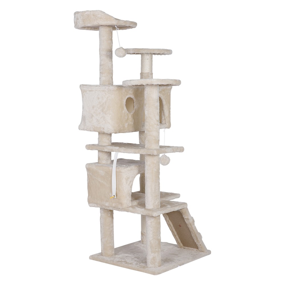 55 Inch Cat Tree Multi Level Tower Condo Activity Center Scrathching Post Beige