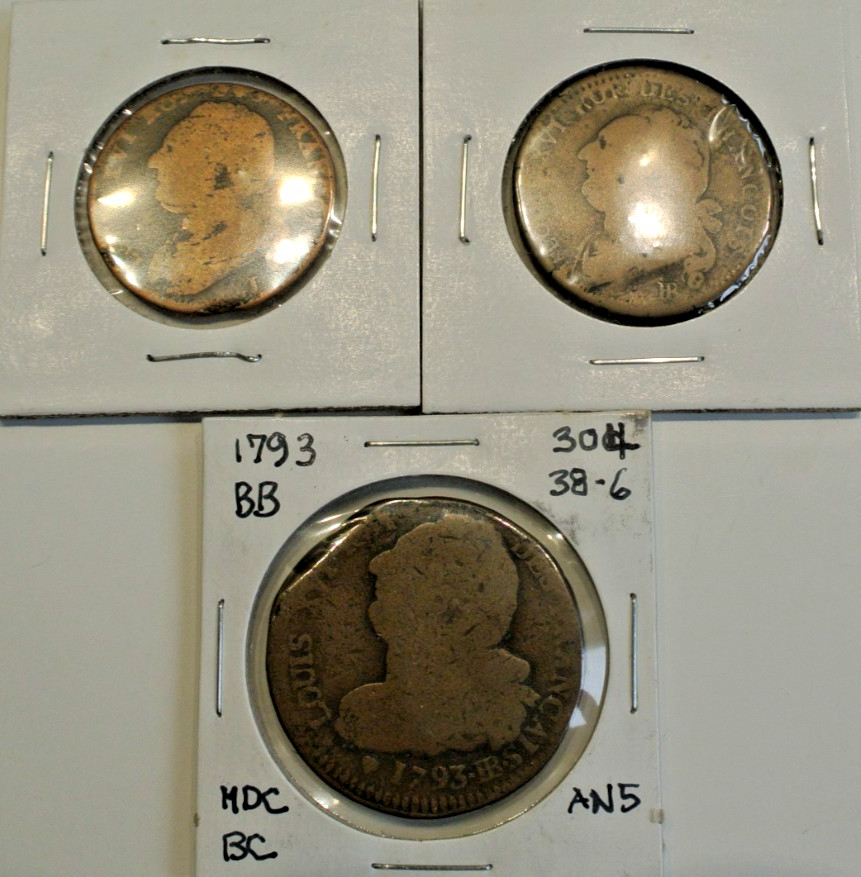 LOUIS XVI X 3 COINS