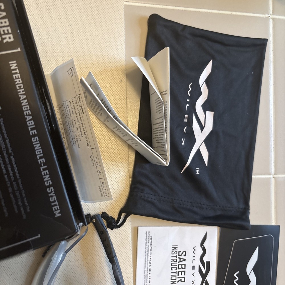 Wiley X Saber Advanced Clear Matte Black Frame With Rx Insert