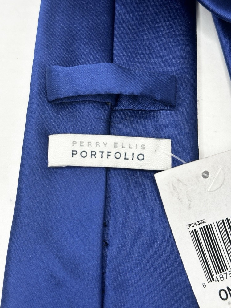 Perry Ellis Portfolio Polyester Solid Tie Navy Sateen One Size
