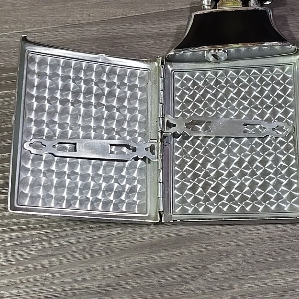 VINTAGE 1940s ART DECO RONSON MASTERCASE LIGHTER & CIGARETTE CASE BLACK Untested