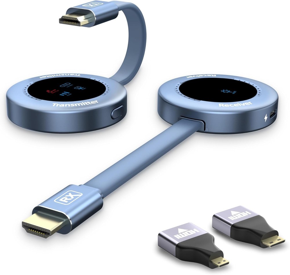 Wireless Hdmi Transmitter and Receiver HD Extender Plug & Play W/ LED Screen