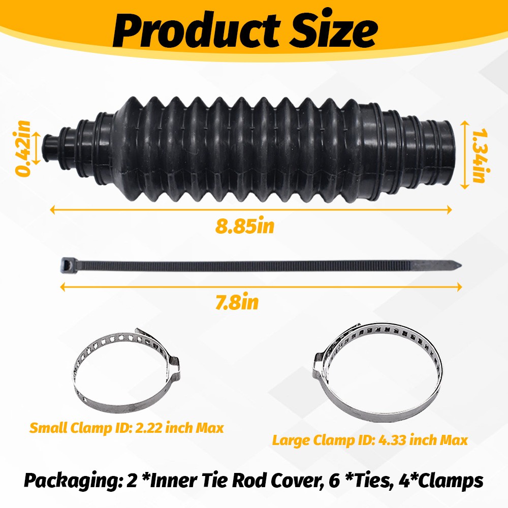Inner Tie Rod Boot Kit Multi-Size Adjutable Rack and Pinion Boot Kit with 2PCS