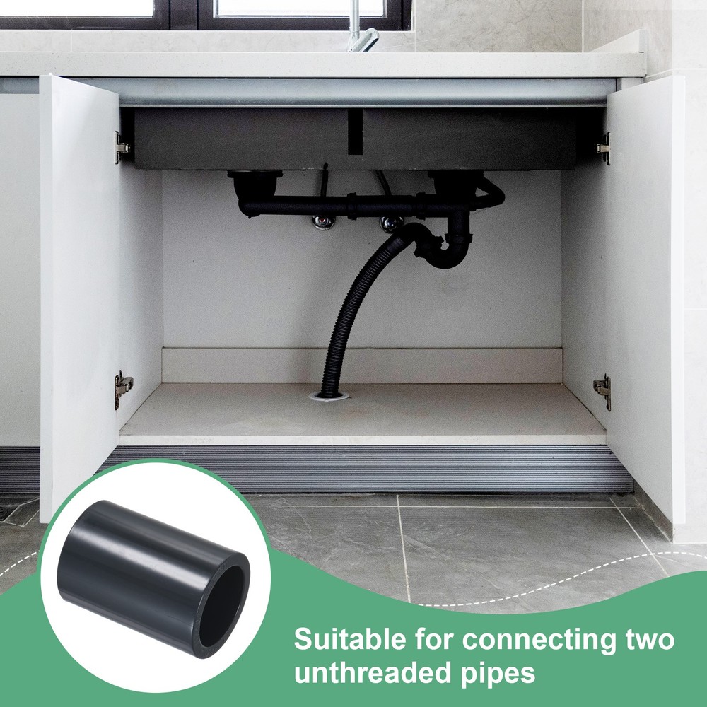 4-Pack UPVC Pipe Coupling Adapter, 1" Straight Coupling Adapter Connector, Grey