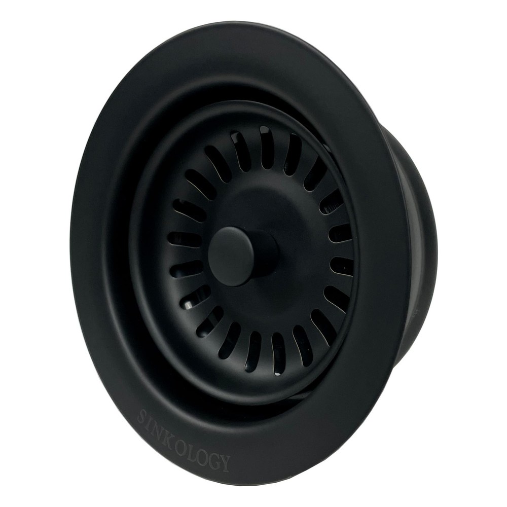 SinkSense Kitchen Sink Disposal Flange Drain with Stopper, Matte Black