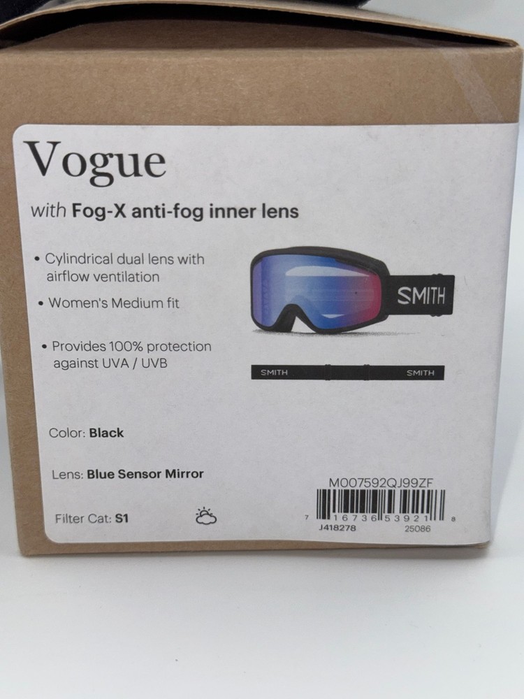 Smith Vogue Black with Blue Sensor Mirror Lens Size M