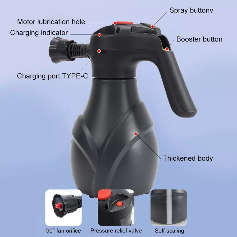 Cordless 2L Electric Foam Sprayer with Efficient Pressurization System