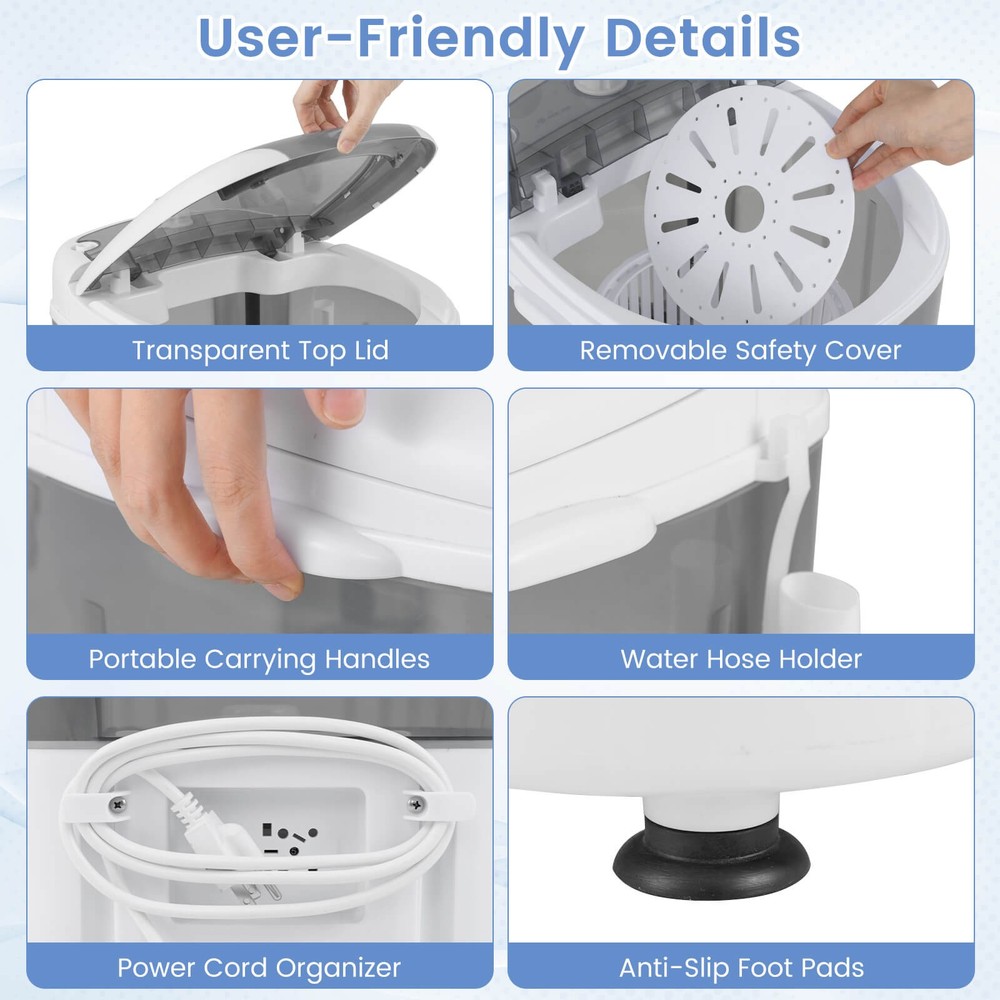 Portable Mini Washing Machine w/ Rotary Controller 5.5 lbs Washing Capacity
