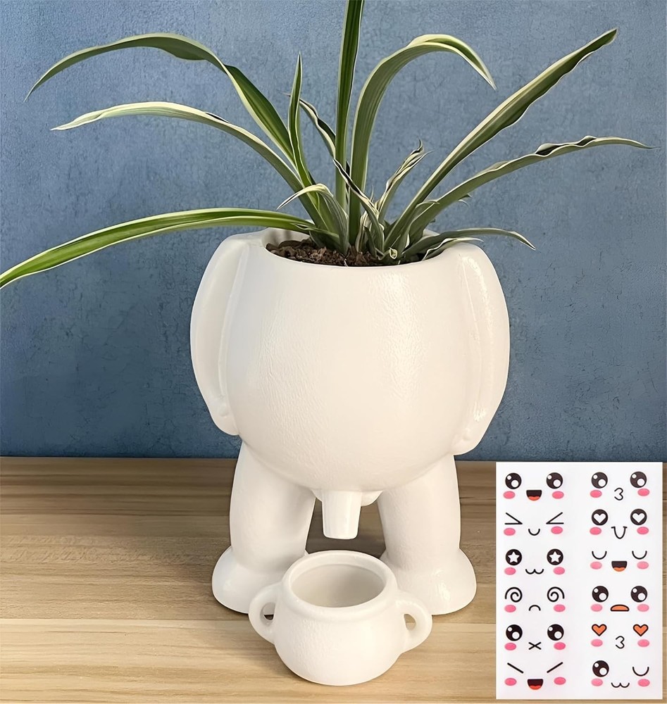 Creative Ceramic Human Shape Planter - Funny Penis Planter with Drainage, Sty...
