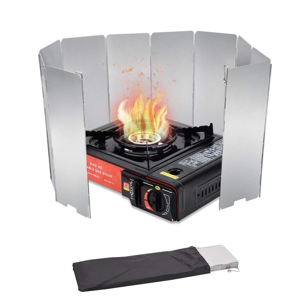 10-Panel Aluminum Stove Windscreen,Folding Windshield for Camping Hiking&Backpac