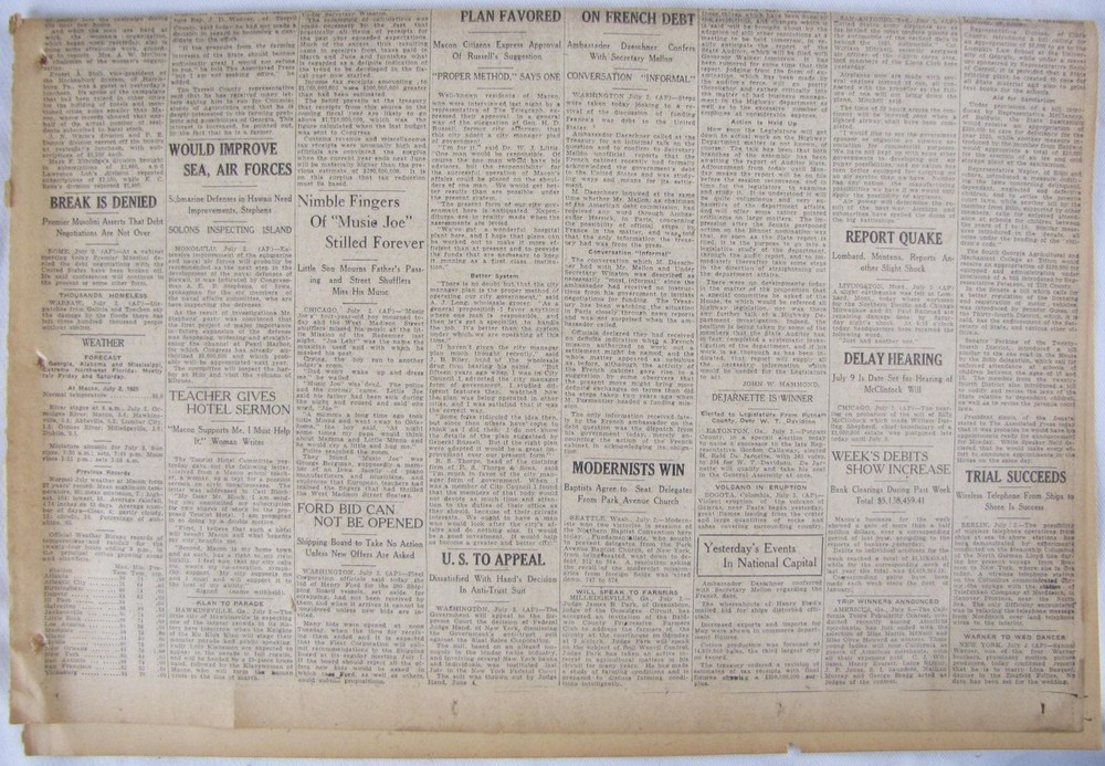 Vintage 1925 Clarence Darrow Evolution Scopes Monkey Trial Newspaper