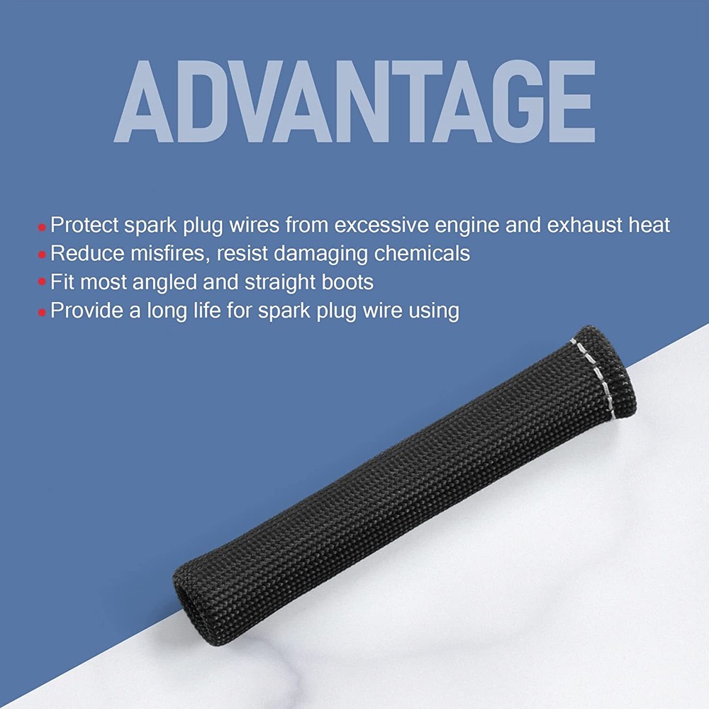 8Pcs Spark Plug Wire Boots Protector Sleeve Heat Shield Cover Insulation Wrap