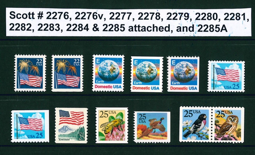 US Scott # 2276 - 2285A 12 Regular Issues MNH 1987-88