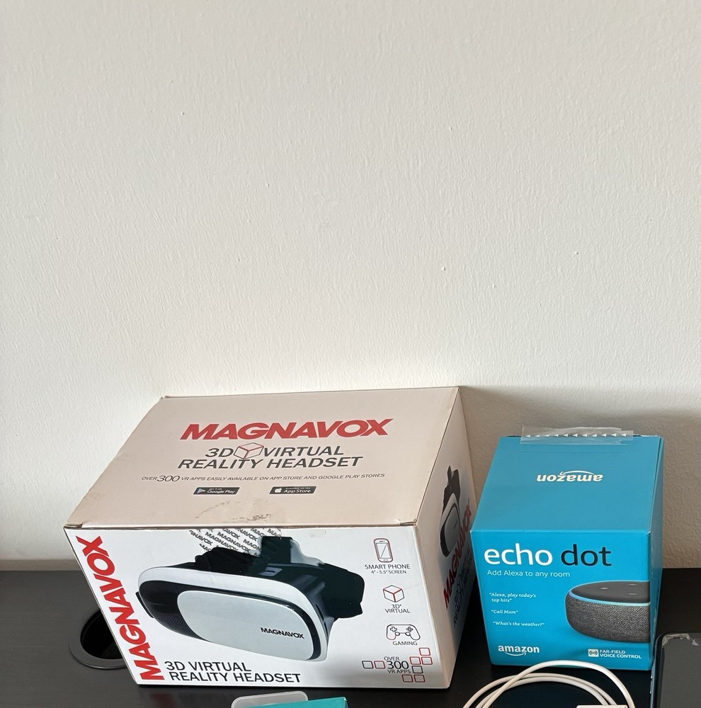 Amazon Echo Dot and Magnavox 3D Virtual Reality Headset Minimal Use