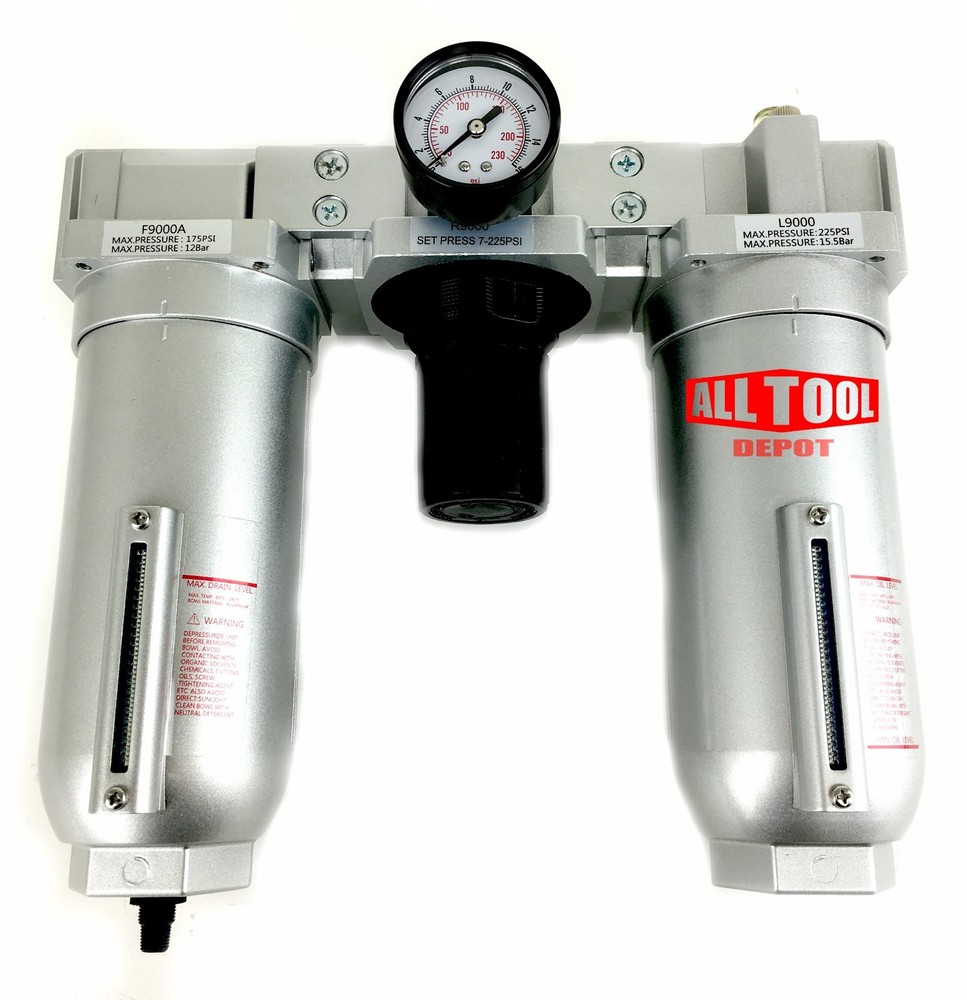 1" HEAVY DUTY HIGH FLOW Combo FILTER REGULATOR LUBRICATOR Clean Air Tools Auto