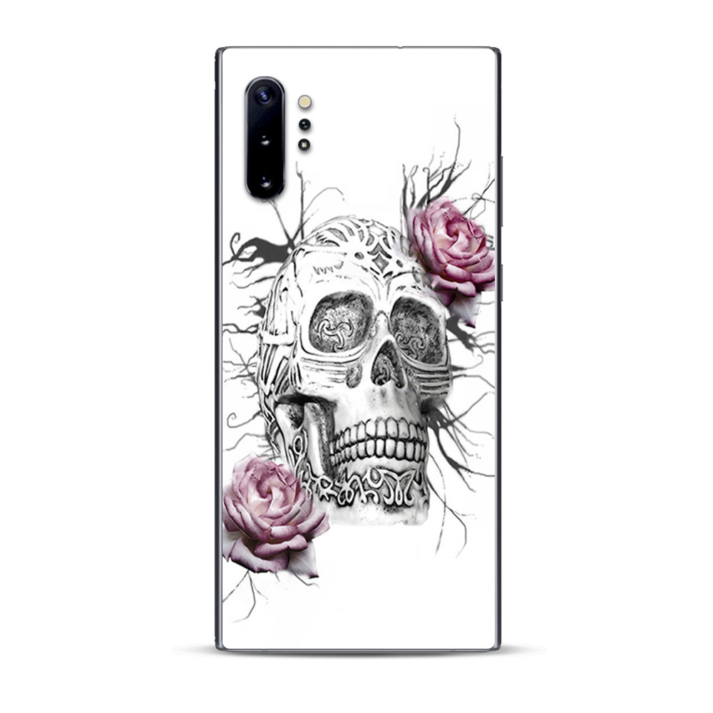 Skins Decal Wrap for Samsung Note 10 Plus Roses in Skull