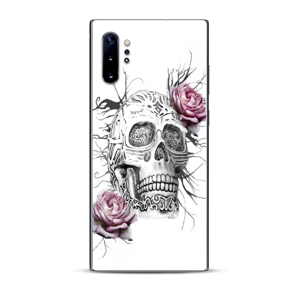 Skins Decal Wrap for Samsung Note 10 Plus Roses in Skull