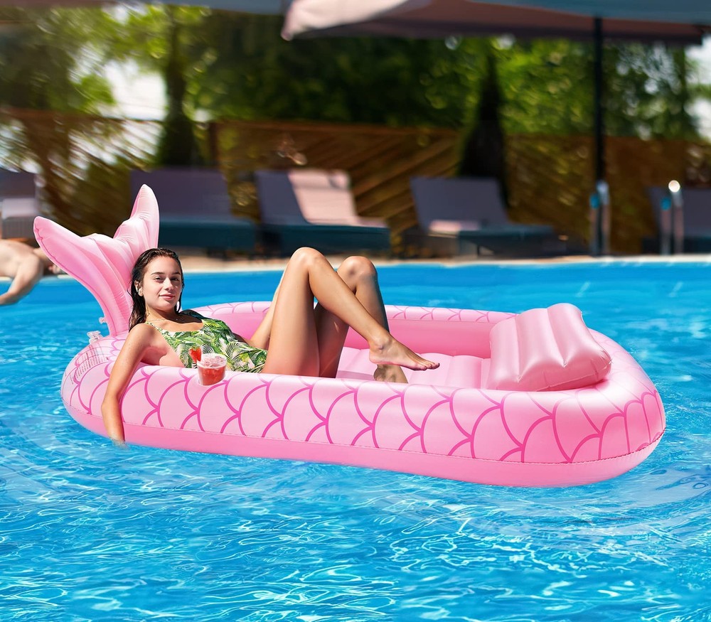 Inflatable Tanning Pool Float 72.8" x 49.2" Summer Beach Raft