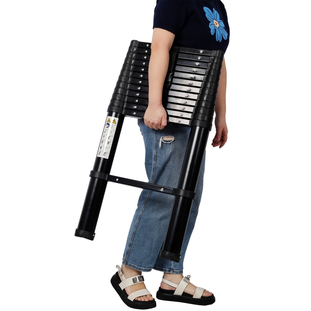 12.5FT Telescoping Step Ladder 330LBS Capacity Aluminum Extension Multi-Purpose