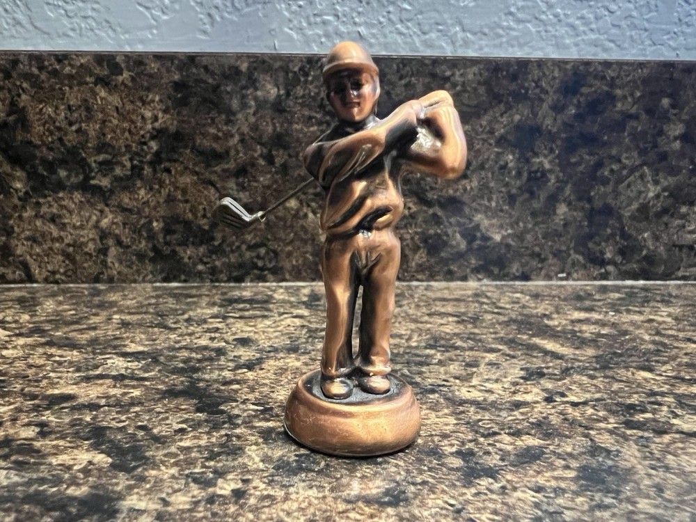 Copper Colored Golfing Man Chess Replacement Piece Or Figure