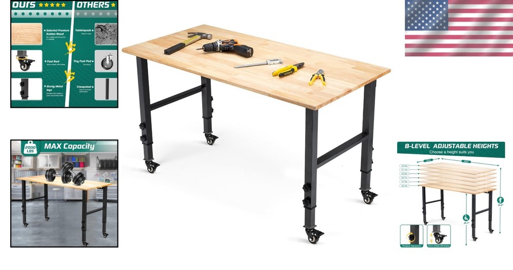 Multi-Height 48" Workbench with Heavy Duty Capability - Perfect for Any Project