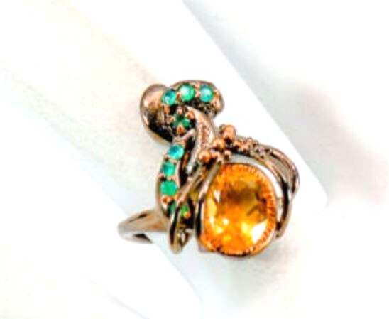 Natural Citrine 925 Sterling Silver Ring Size 8