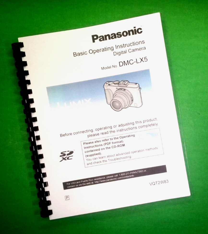 Basic Owners Manual for Panasonic DMC-LX5 Camera 44 Pages W/Clear Covers!