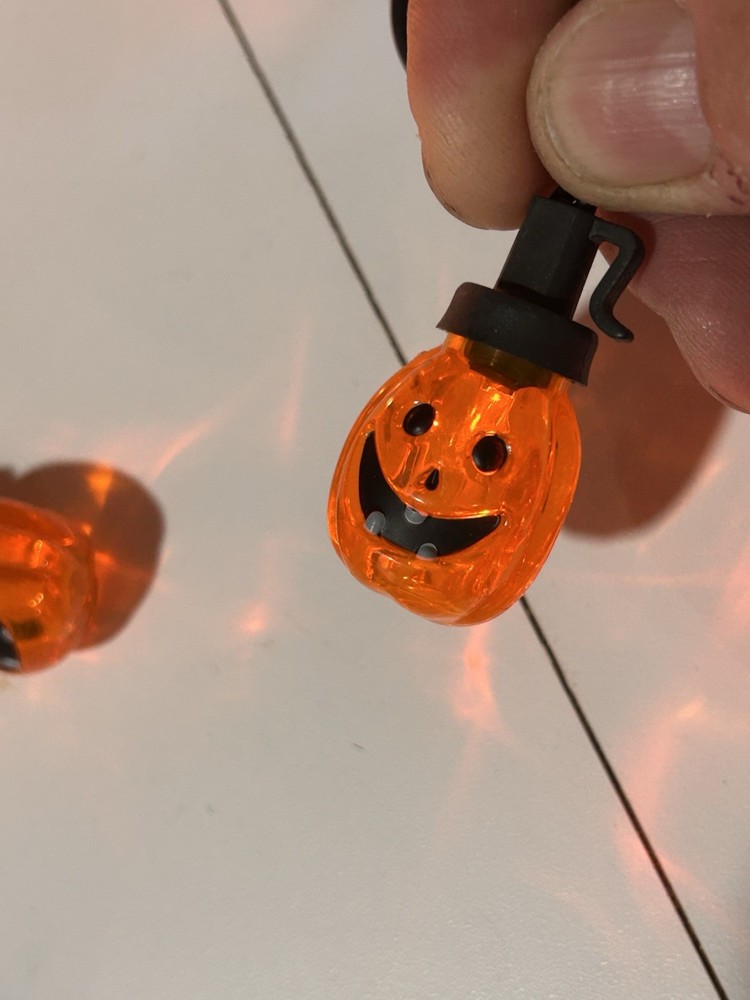 Pair Halloween Blow Mold Jack O Lantern Pumpkin String Light 2” Fall