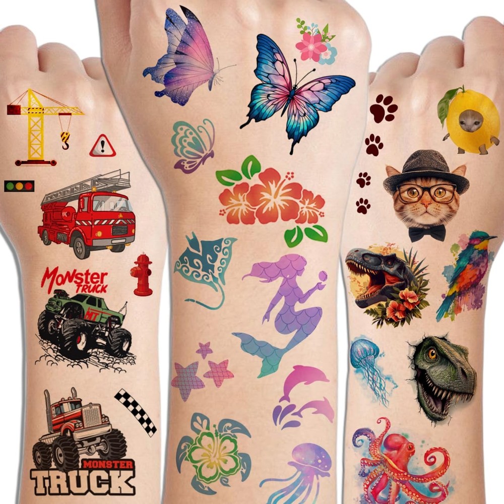 CHARLENT Temporary Tattoos for Kids - 320 Mixed Styles (36 Medium, Multicolor