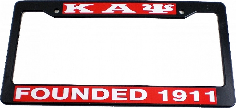 Kappa Alpha Psi Founded 1911 Text Decal Plastic License Plate Frame [Black - ...