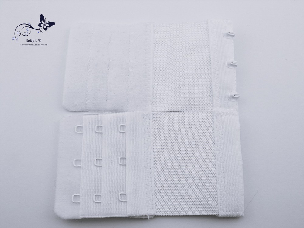 SALLY’S® WHITE BRA EXTENDER 3 HOOK 3 POSITION ELASTICATED – 2 PACK