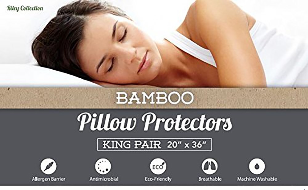 Bamboo Pillow Cover Zippered Protector Cool Breathable 2 Pack Anti-Microbial New