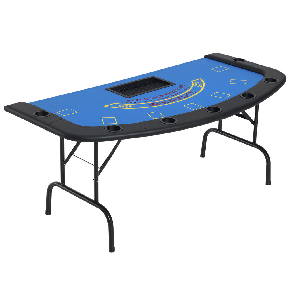 72" 7 Player Octagon Folding Poker Table with Cup Holders