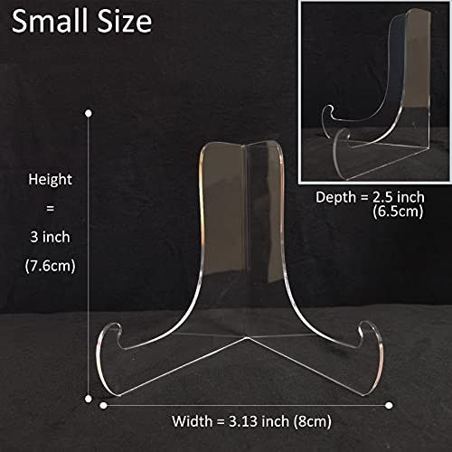 2PC 60-Degree Angle Acrylic Book Stand with Shallow Support Small Clear-2pc