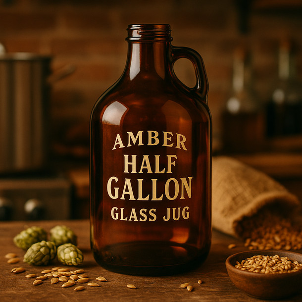 LD Carlson Amber Half Gallon Glass Jug (Single)
