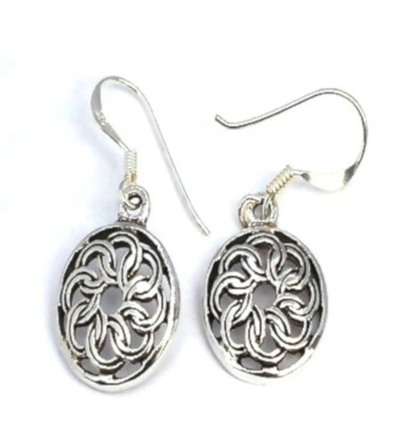 Sterling Silver Celtic Knotted Shield Dangle Earrings