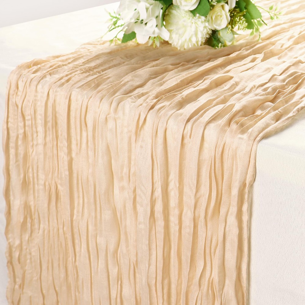 Beige Cheesecloth Table Runner 10FT Rustic Gauze Cheese Cloth Dining Table De...