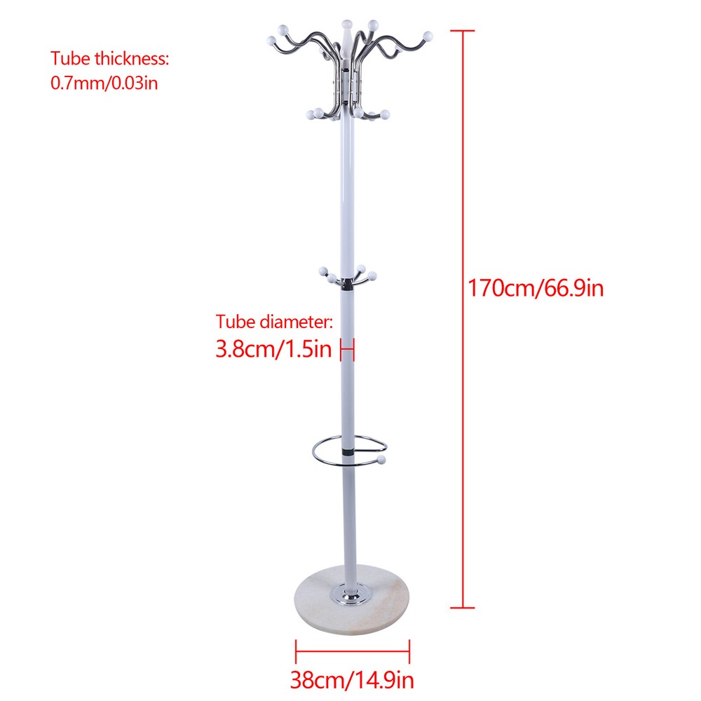 Heavy Duty Coat Rack Hat Bag Stand Tree Clothes Hanger Holder 16-Hook Organizer~