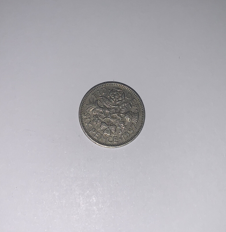 1957 LUCKY SIXPENCE