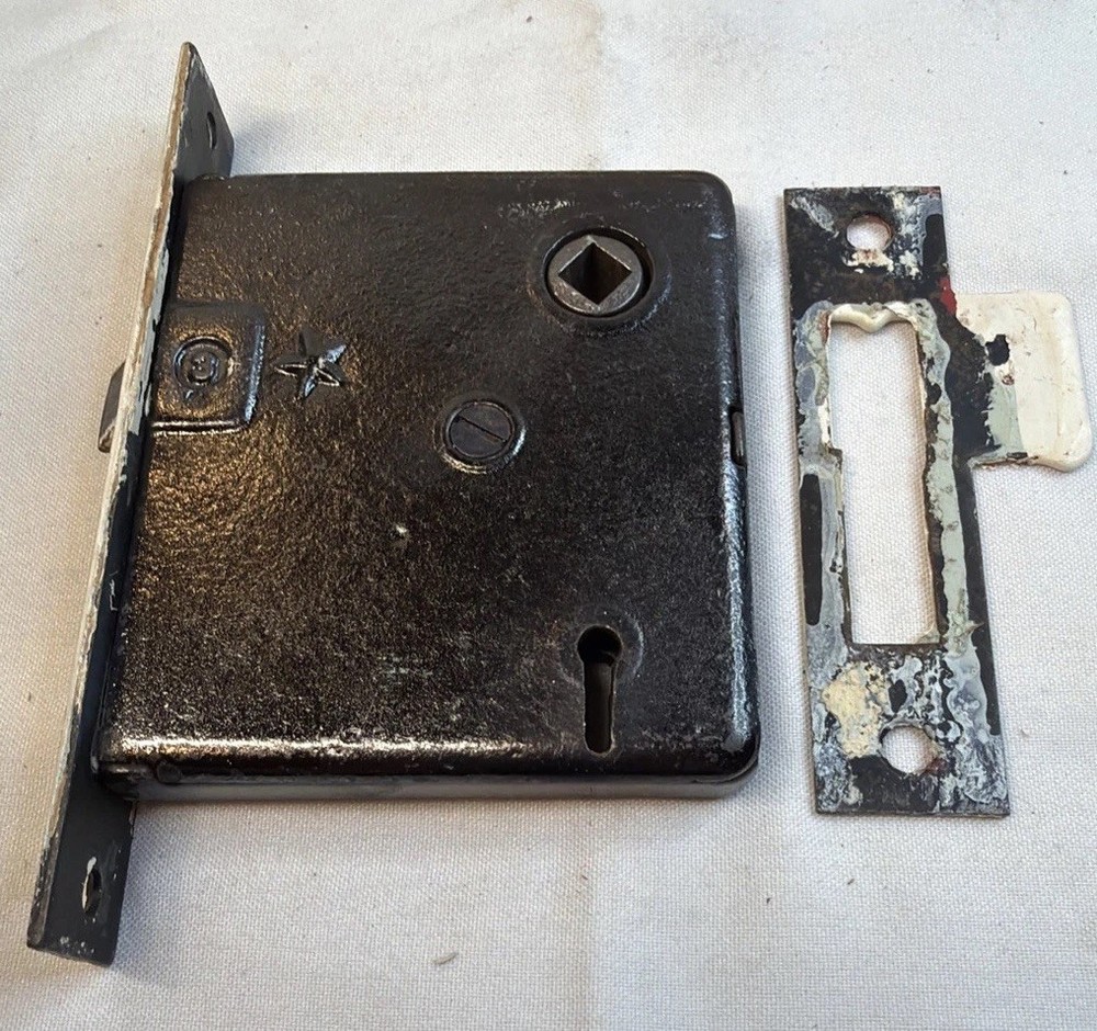 Mortise Antique Door Lock With Back Plates Spindle Knobs And Screws