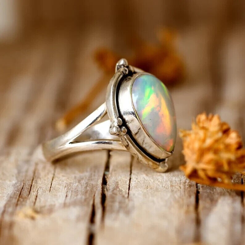 Opal Solid 925 Sterling Silver Beautiful Statement Lovely Ring, All Size M1431